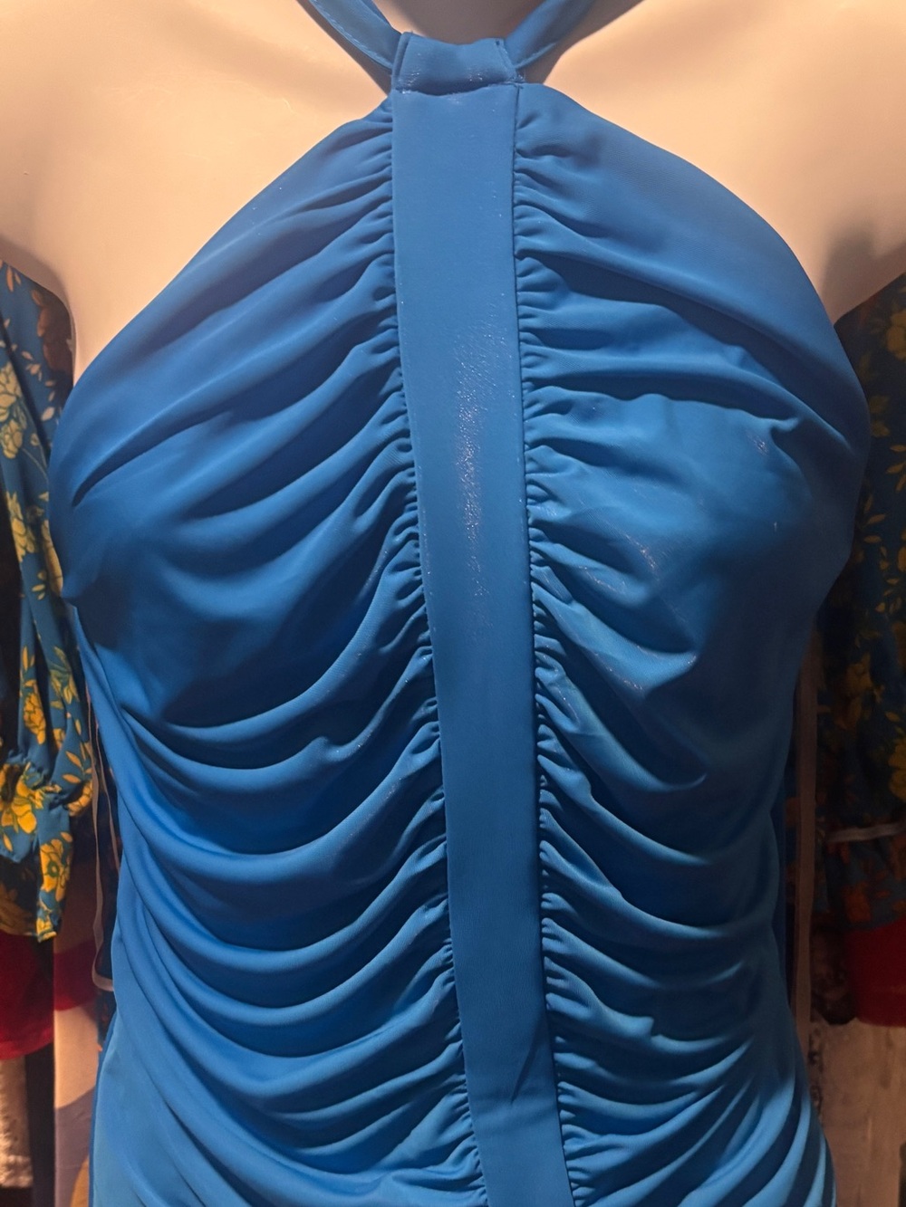 INC International Concepts Bright Blue One-Shoulder Ruched Dress
